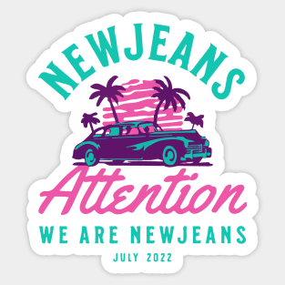 NewJeans attention car retro typography Morcaworks Sticker